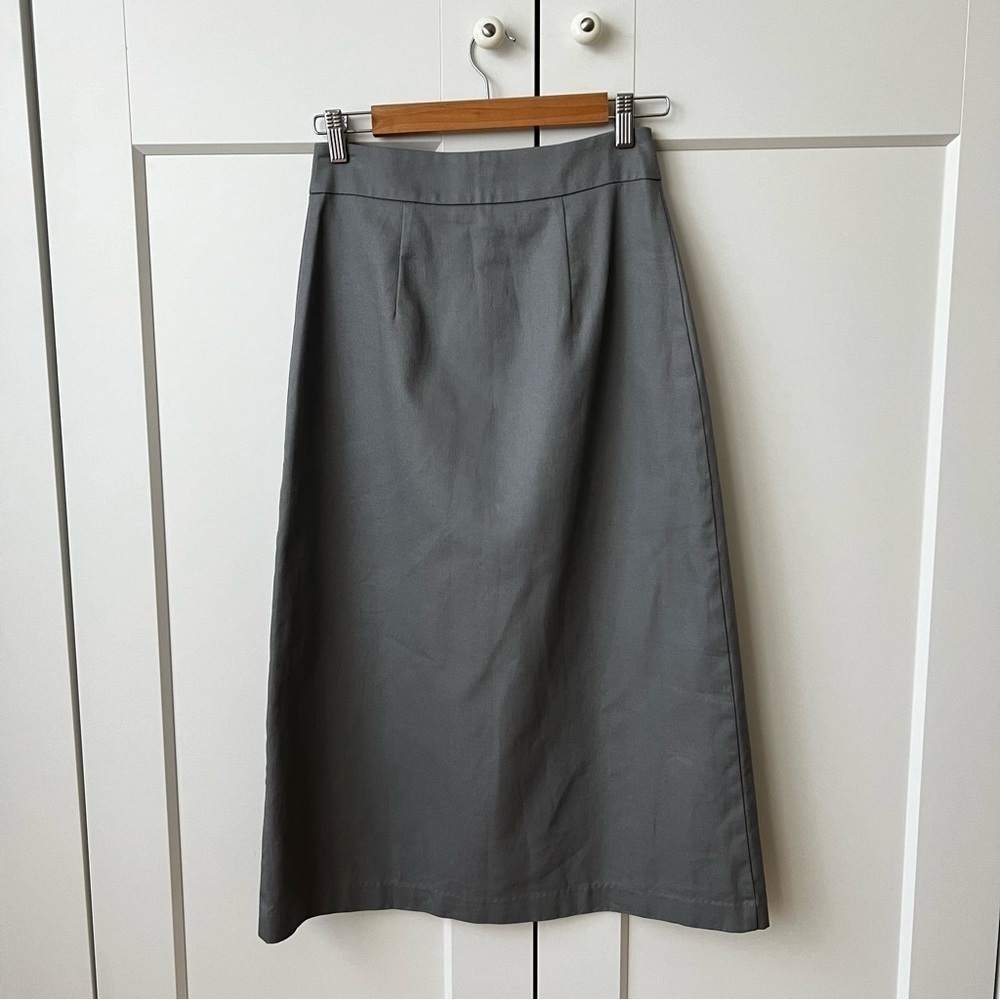Anthropology Mare Mare Gray Utility MIDI Skirt with front buttons sz XS NWT - Picture 10 of 10